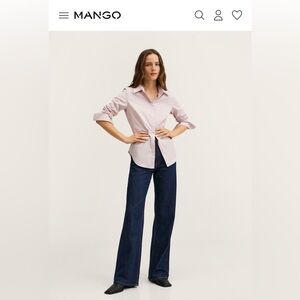 Mango Women's Essential Cotton Blend Pink Button Up Blouse